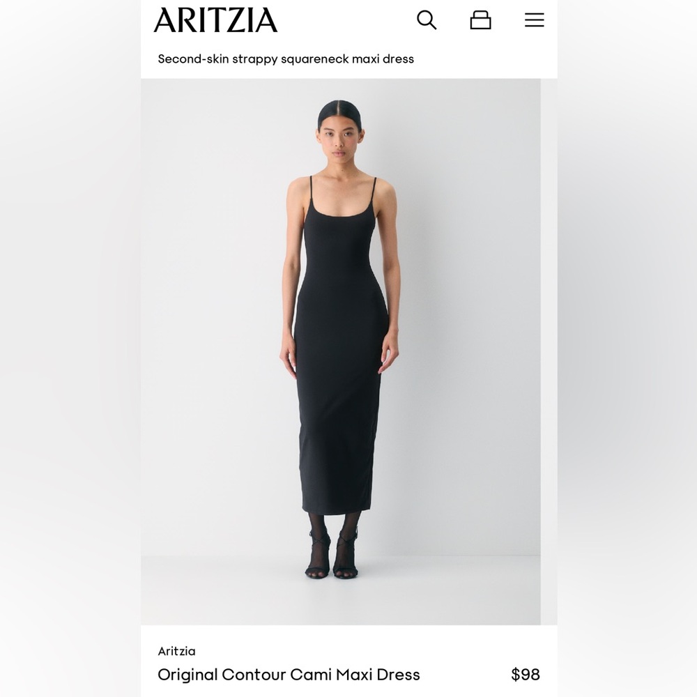 Aritzia Black Maxi Cami Contour Dress Size M